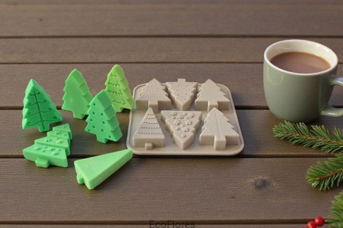 Forma silikonowa Choinki Małe 6 szt. na formie