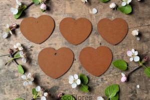 Etykieta, zawieszka na prezent brąz serce 