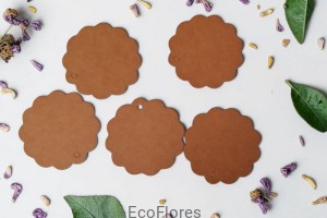 Etykieta, zawieszka na prezent brąz okrągła