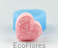 Forma, foremka silikonowa do mydła Serce z kwiatami 1 Ecoflores