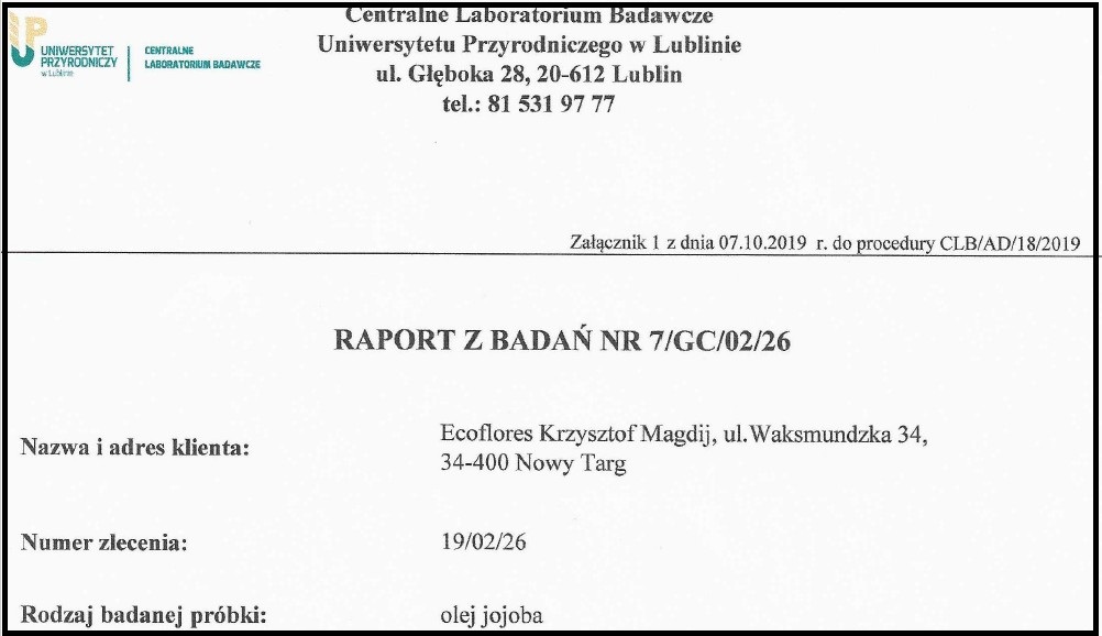 Wyniki badań Olej Jojoba